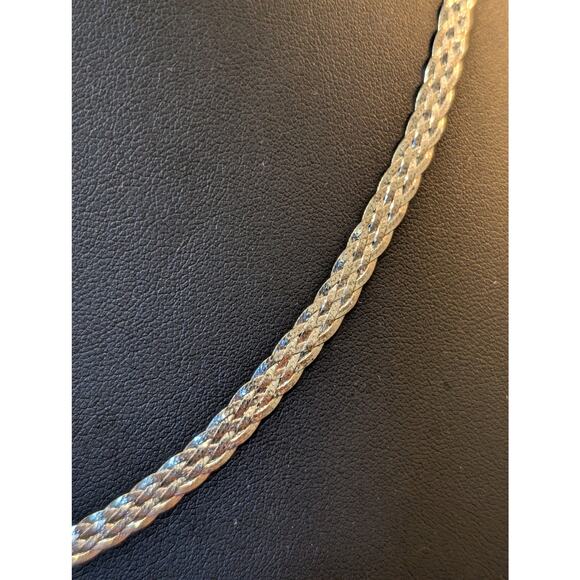 5 Strand Braided Herringbone Diamond Cut 925 Sterling Silver 5mm Chain Necklace - Picture 4 of 8